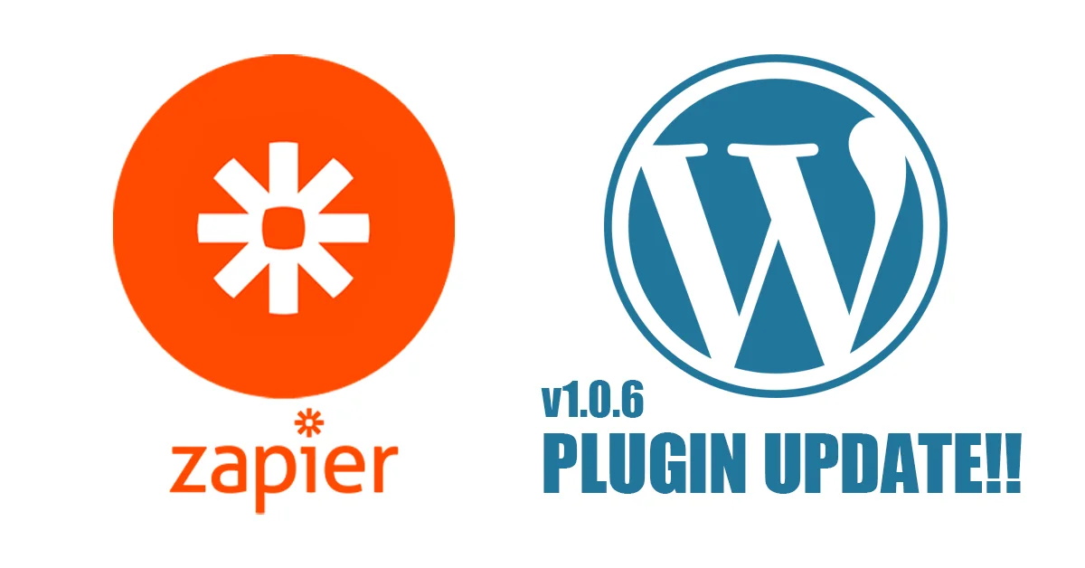 Zapier / WordPress logos with "Plugin Update" text